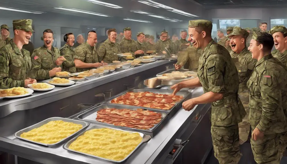 soldiers enjoy chow hall